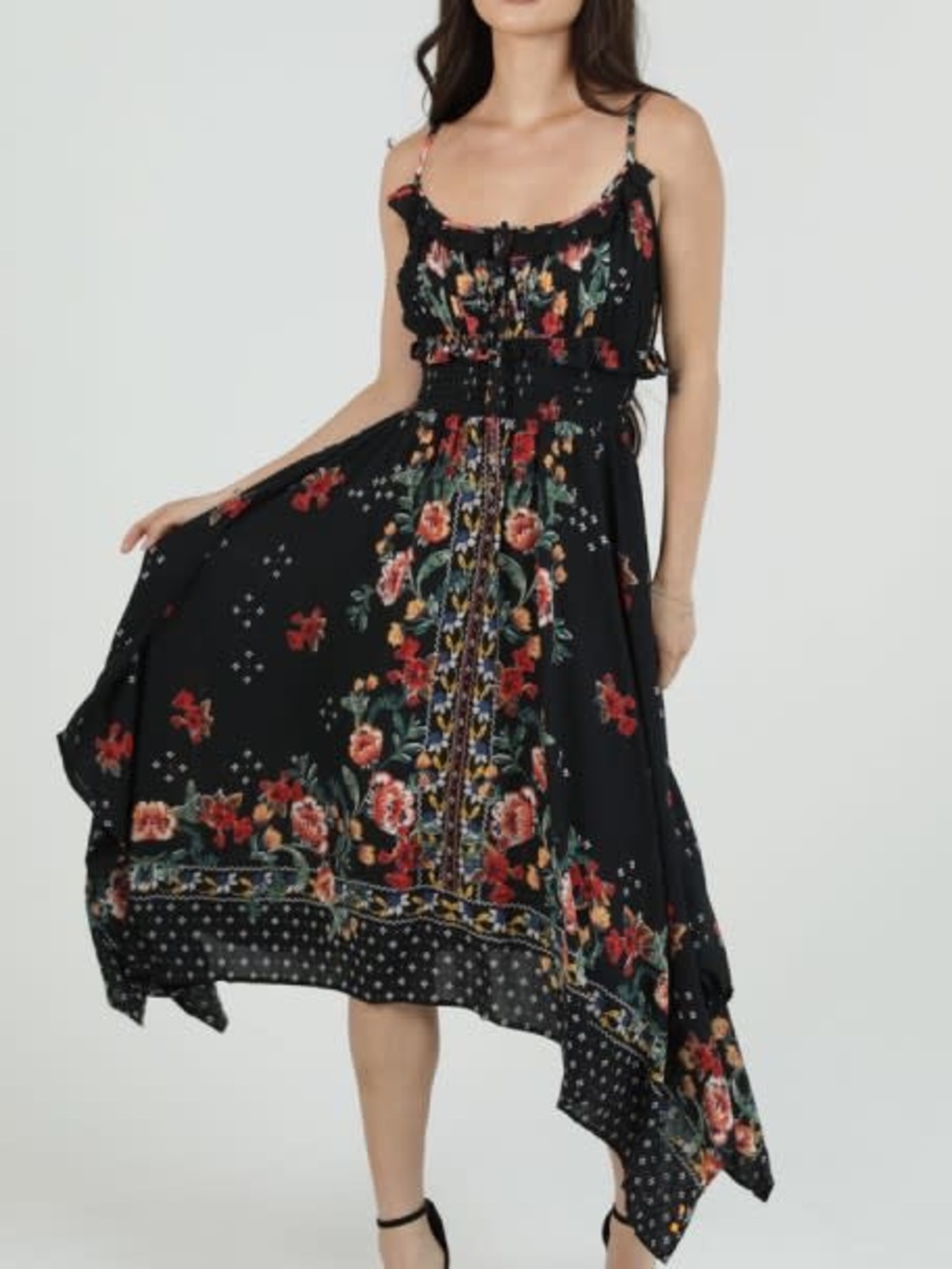 Hanky Hem Floral Midi Dress